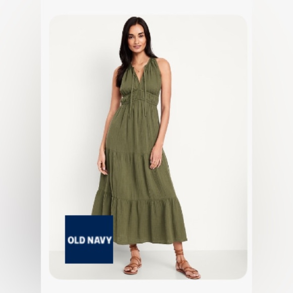 Old Navy Fit & Flare Crinkle Gauze Maxi Dress